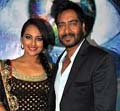 ajay and sonakshi in kbc for son of sardar promotion